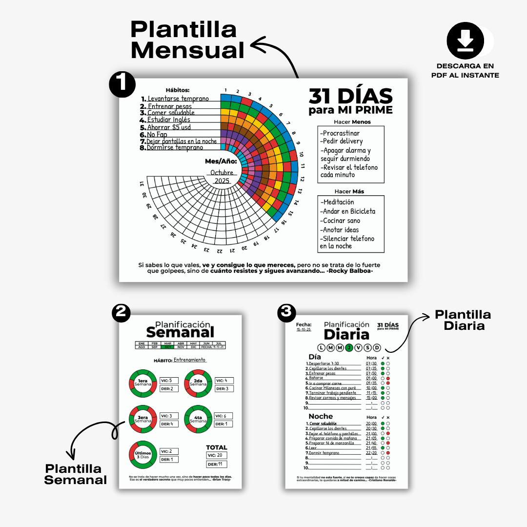 Plantilla de 31 días para TU PRIME