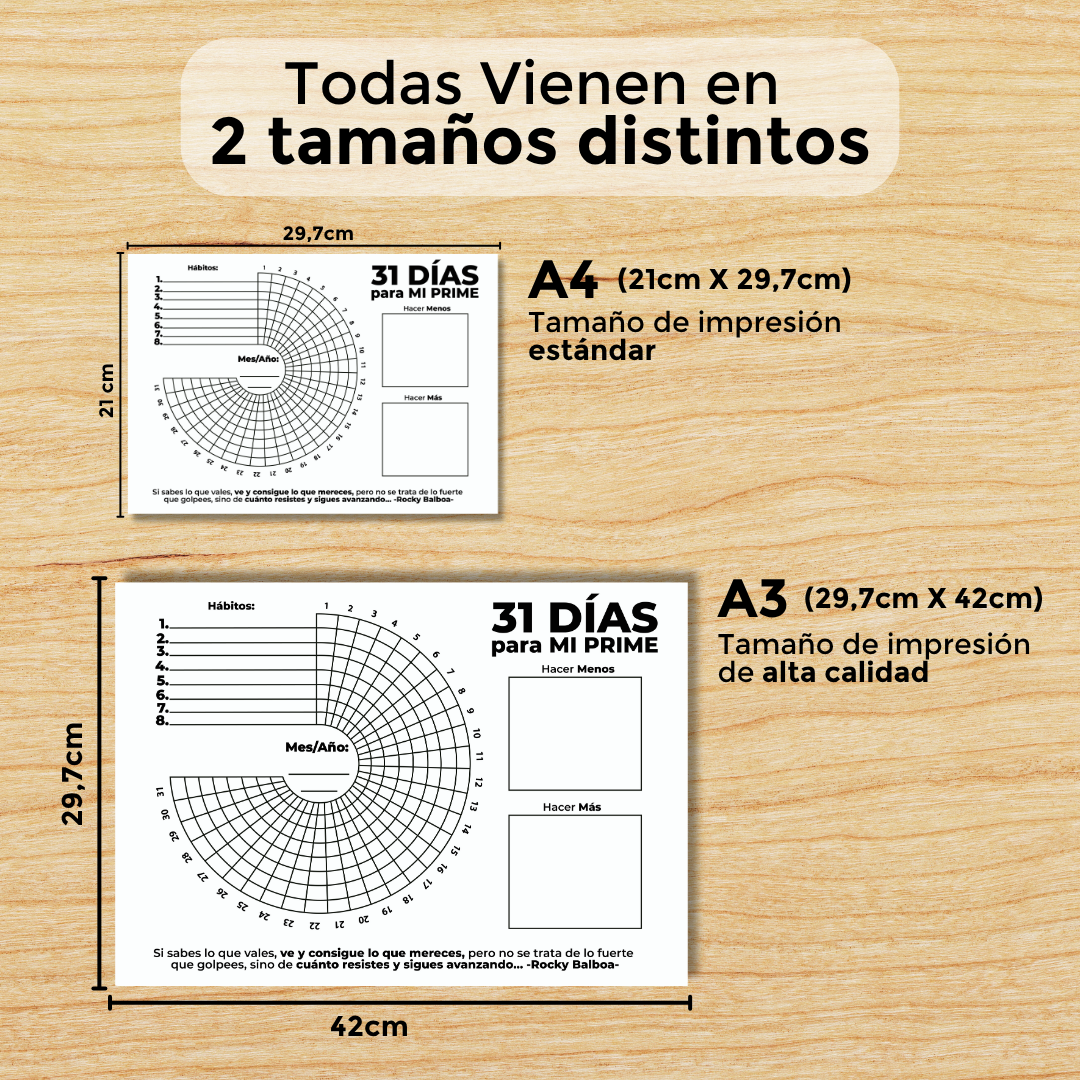 Plantilla de 31 días para TU PRIME
